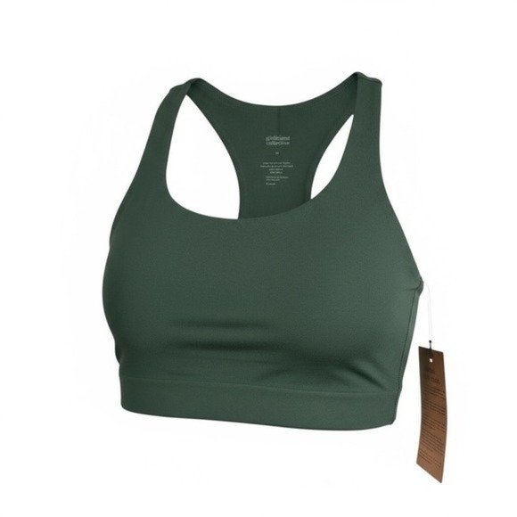 Girlfriend‎ Collective Paloma Racerback Sports Bra Medium (Green) NEW - Picture 2 of 9